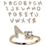 Initial letter adjustable ring for women